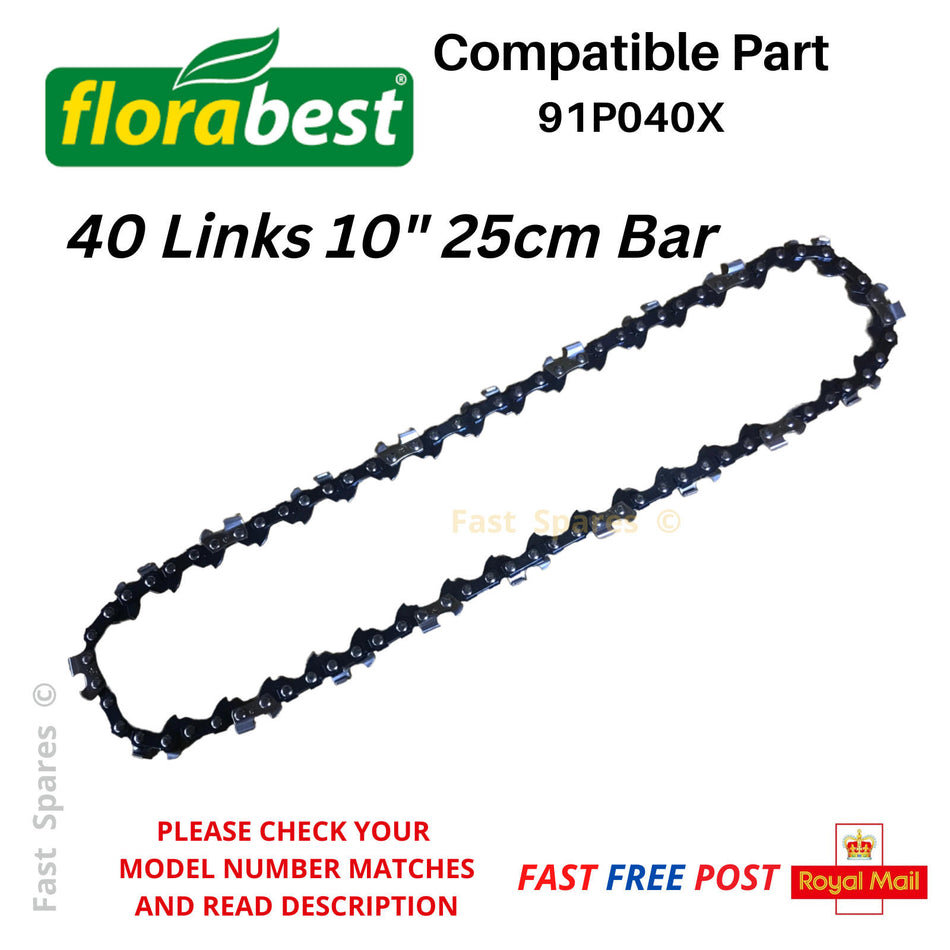 FLORABEST FALH 40-Li A1 Chainsaw Chain 10" 25cm 40 Drive Links FAST POST