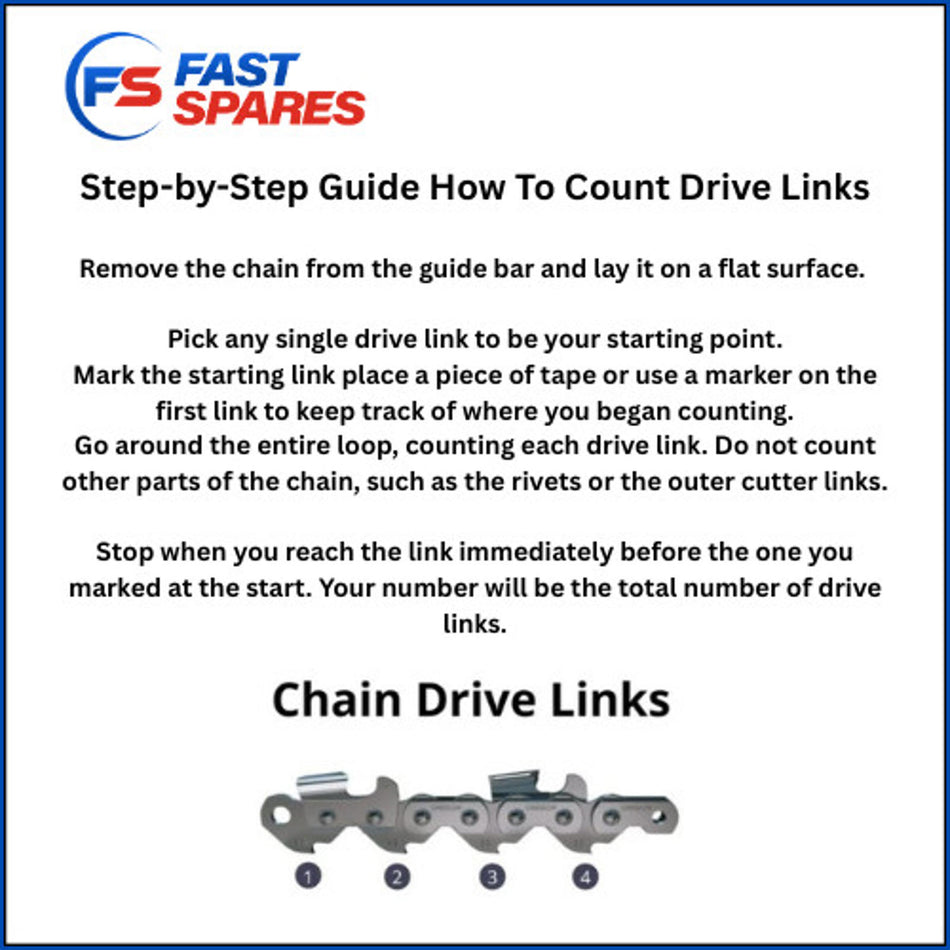 Powerbase 41cc Petrol 40cm Chainsaw Chain 57 Drive Links 91PJ057X  FAST POST