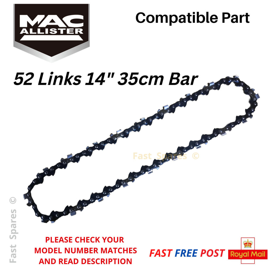 MacAllister MCSWP1800S Replacement Chainsaw Chain 35cm 14" Bar 52 Link FAST POST