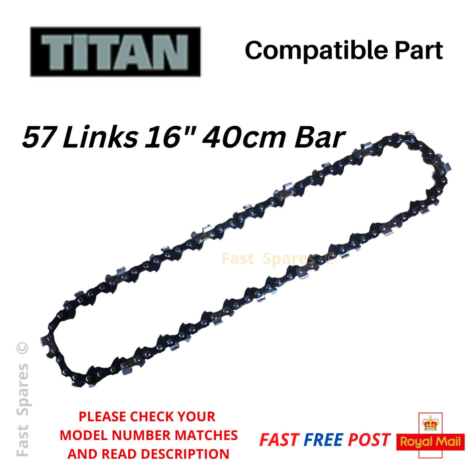 Screwfix Titan NMCS200 Chainsaw Chain 57 Links 40cm 16" Bar 91PJ057X FAST POST