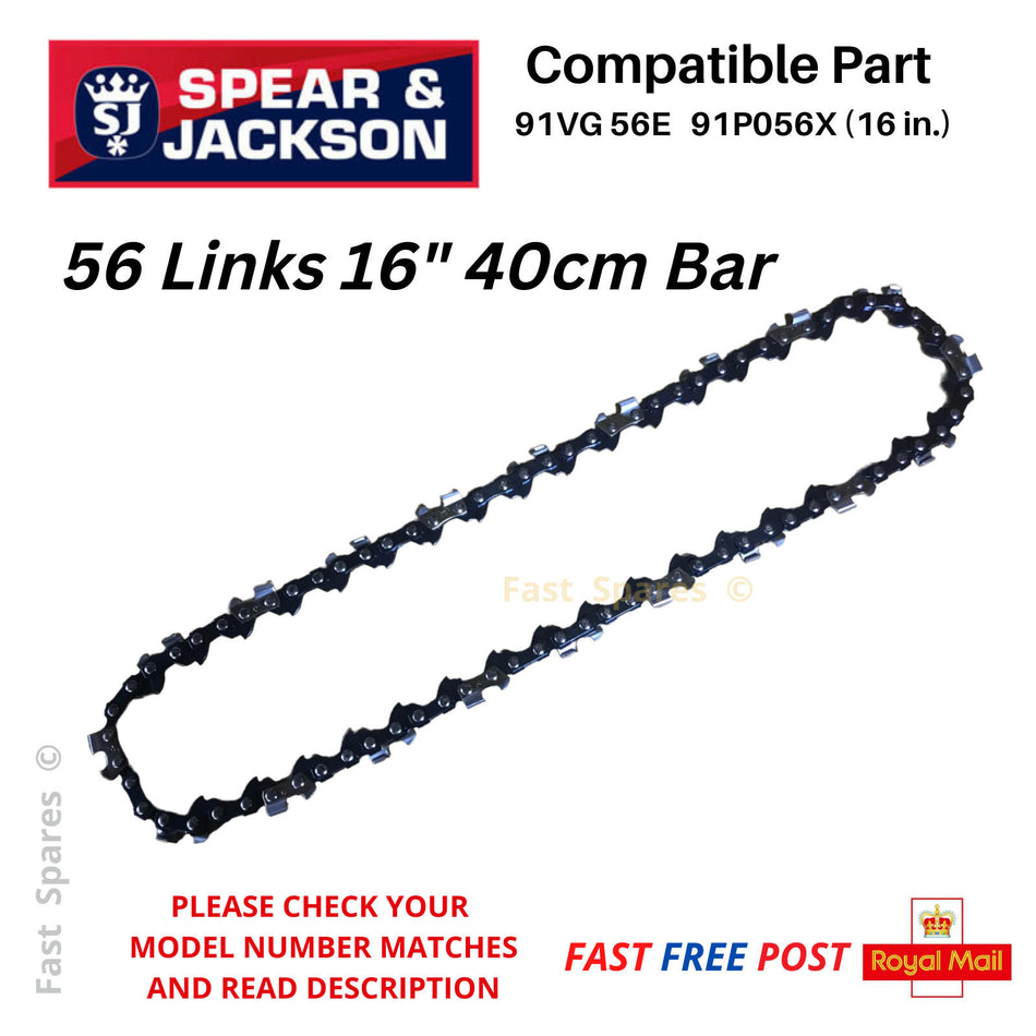 Spear & Jackson S2040EC2 Chainsaw Chain 40cm 16" Bar 56 Links  FAST POST
