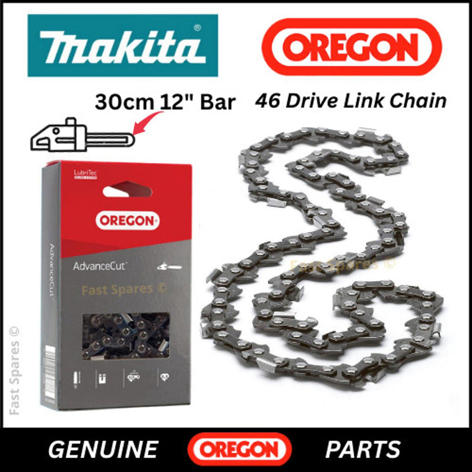 Makita DUC307Z - 191H01-8  GENUINE OREGON Chainsaw Chain 46 Drive Links 12" Bar FAST UK POST