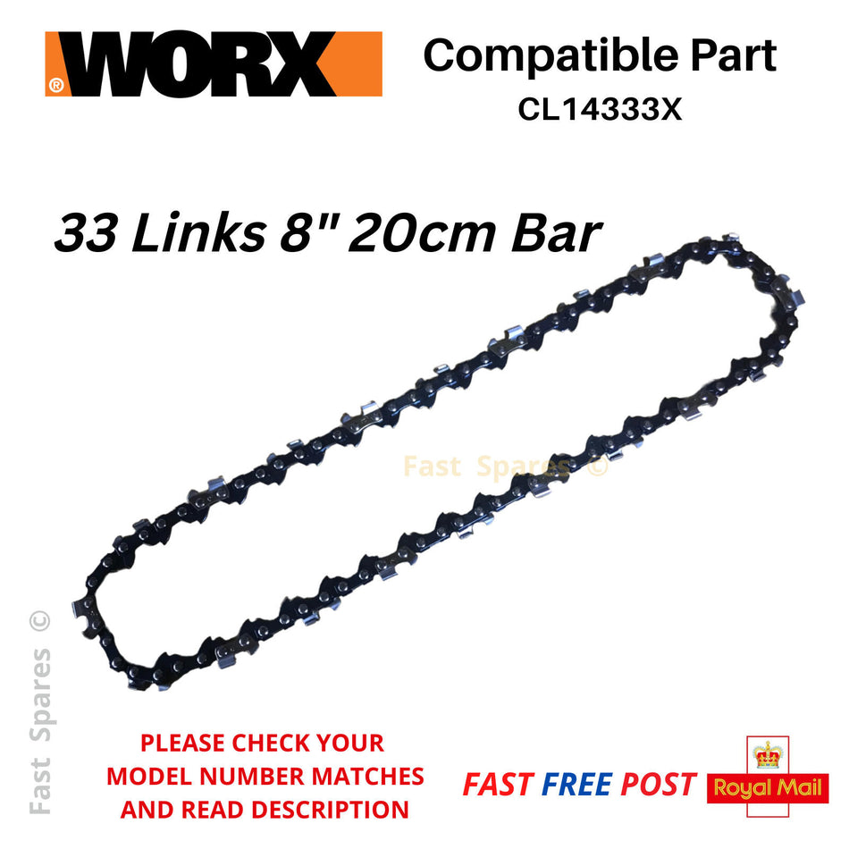 WORX  WG349E.9 Pole Saw Replacement Chainsaw Chain  20cm 8" 33 D/Links FAST POST