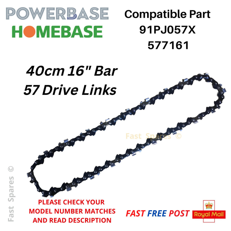 Powerbase 41cc Petrol 40cm Chainsaw Chain 57 Drive Links 91PJ057X  FAST POST