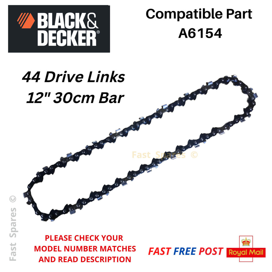 Black + Decker GK1630T GK1630TK Chainsaw Chain 30cm 12" Bar 44 Links FAST POST