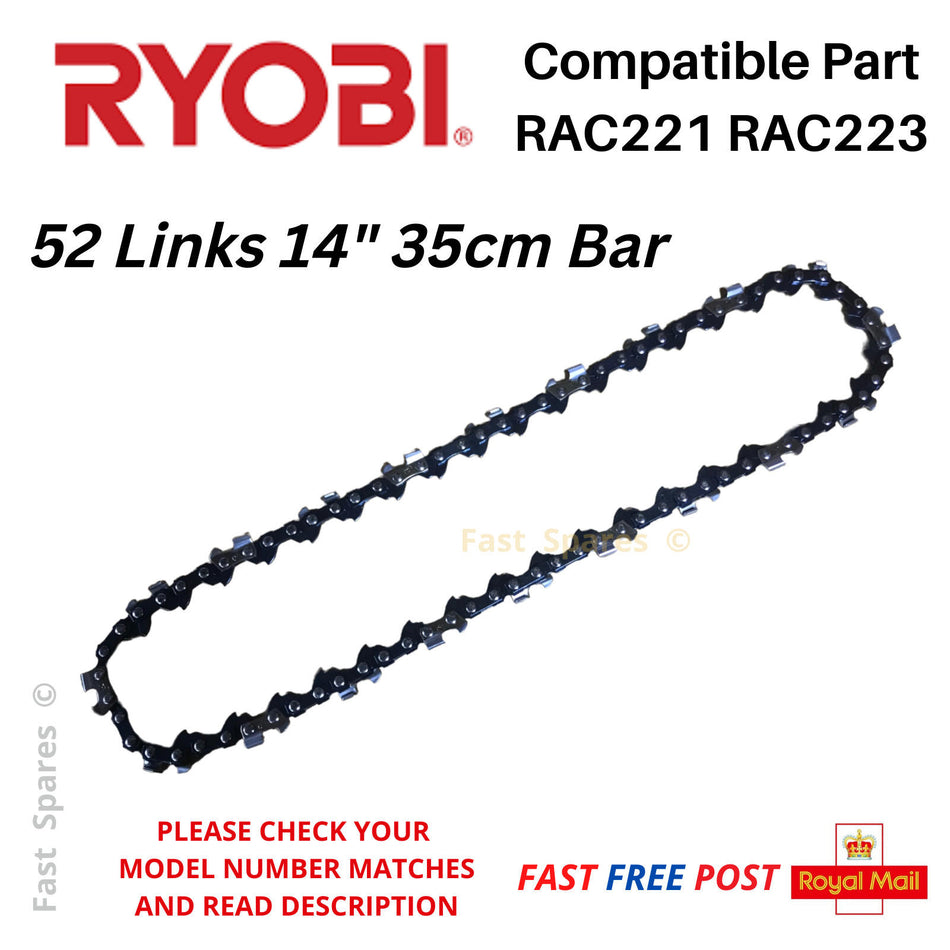 Ryobi RCS 3535C2 Replacement Chainsaw Chain 35cm 14" Bar 52 Links FAST POST