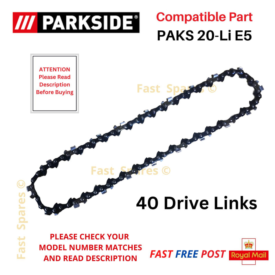 Replacement Chain For Parkside PAKS 20-Li E5  40 Drive Links 30.7cm Bar