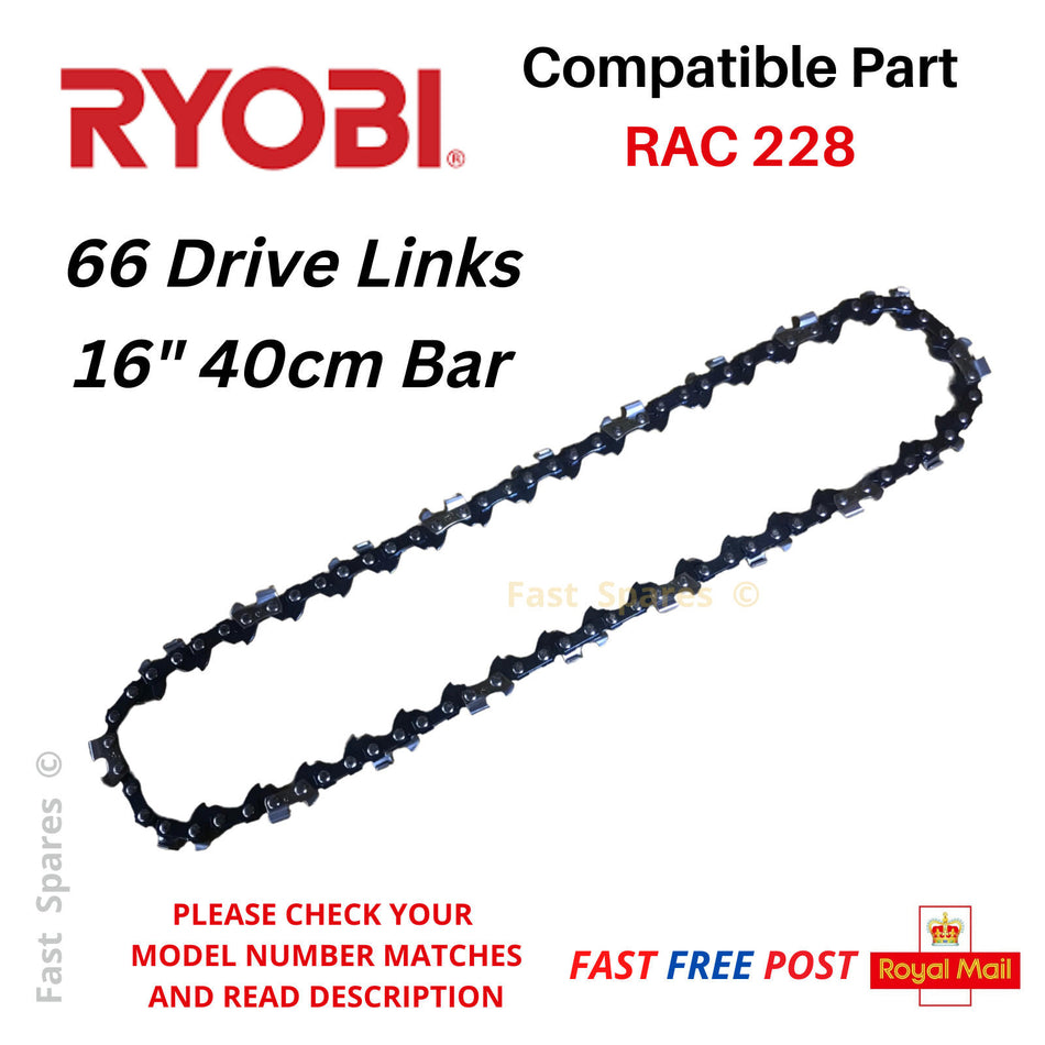 RYOBI RCS 4040CB  RCS 4240B Chainsaw Chain 40cm 16" 66 Drive Links FAST POST