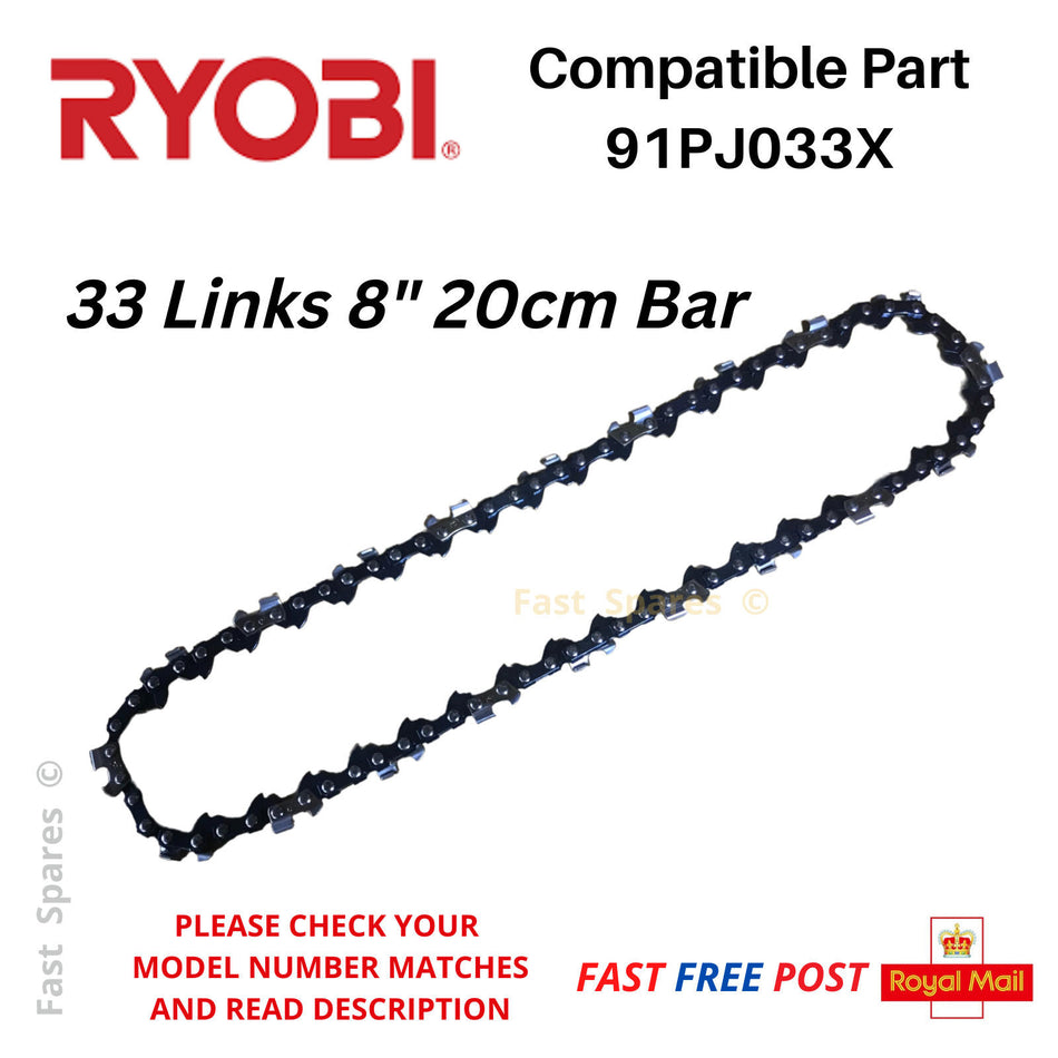 RYOBI RPP750S Pole Saw Chainsaw Chain 20cm 8" 33 Links  RAC244 FAST POST